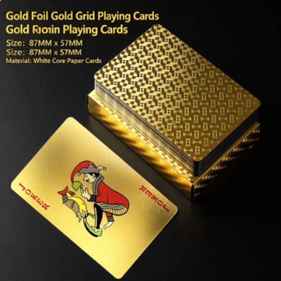 Bộ bài tây mạ vàng sang trọng - Bộ bài poker PVC chống nước chất lượng cao, thiết kế lưới đen, bền và mềm tiêu chuẩn casino, phù hợp cho trò chơi người lớn, biểu diễn ảo thuật và sưu tập - Nhiều màu - Xem 1