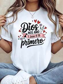 Women's T-Shirt With Religious Scripture Print: Jesus The Way, The Truth, And The Life - Unisex Urban Vintage Style, Cotton, Short Sleeve, Round Neck, Loose Fit, For Festive Atmosphere - 白色 - 查看 1