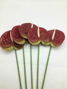 1/3/5/10支人造红色火鹤花（红色），仿真火烈鸟花，适用于婚礼、办公室、派对、酒店、家居桌面装饰、房间装饰、餐桌装饰、家居装饰、桌面装饰、季节性装饰、户外庭院装饰、DIY装饰、房间装饰美学、婚礼装饰、墙面装饰、厨房装饰、情人节礼物人造花束 - 紅綠色 - 查看 9