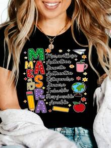 Teacher Appreciation Graphic T-Shirt Heartfelt 100% Cotton Oversized Soft Breathable Casual Crewneck Short Sleeve Top Best Teacher Educator Gift Cute Teachers Educators School Staff Gift Givers - Negro - Ver 6