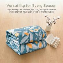 1pc Summer Thin Quilt, Floral Printed Dreamlike Summer Quilt, Double-Sided Printing Design, Adds Color To Your Bedroom, Soft And Fluffy Like Hugging Clouds, Lightweight And Portable For Multiple Scenarios Like Dorm, Sofa, Bedroom, Office Nap, Car, Travel, Camping, Fishing, Available In Multiple Sizes To Fit Different Bed Types - Kumquat Sweet Dream - View 6