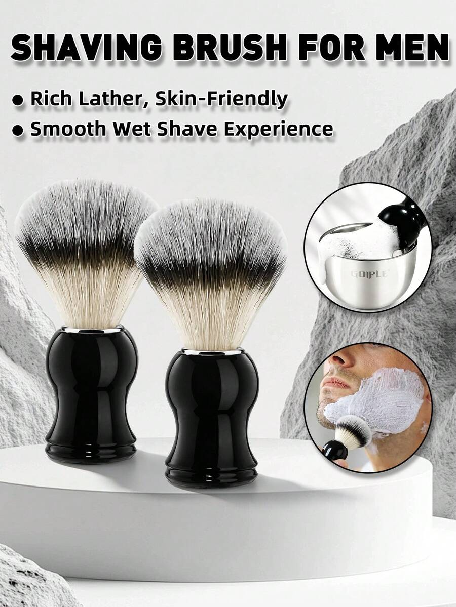 Goiple Bộ cọ cạo râu 1/2 món, cọ rửa mặt mềm mại, bát đựng xà phòng cạo râu, cọ chải râu, tạo bọt nhanh, bọt dày, tay cầm tiện dụng, nhẹ nhàng cho da, không gây kích ứng, cạo râu mượt mà, bát đựng xà phòng cạo râu, bộ dụng cụ tỉa râu chuyên nghiệp, phù hợp cho nam giới, tiệm làm tóc, thợ cắt tóc chuyên nghiệp, sử dụng hàng ngày. - Màu Xám nhạt - Xem 1