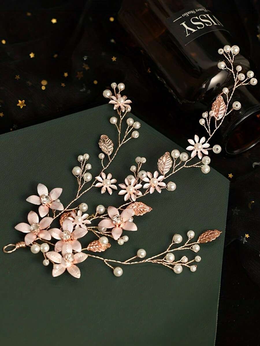 1pc Crystal & Rhinestone Decor Bridal Bridesmaid Hair Comb, Luxurious Hair Accessory For Wedding, Banquet, Party - 63049 Gold - View 1