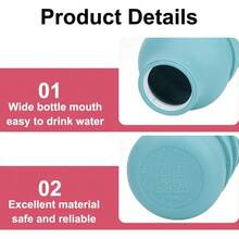 1 Pack Unicolor Pink (Image/Color) 600ml Collapsible Water Bottle With Clip Silicone Leak-Proof Portable For Gym Camping Hiking Outdoor Sports Travel For Airplane Cruise For Hydration Use - 黑色 - 查看 8