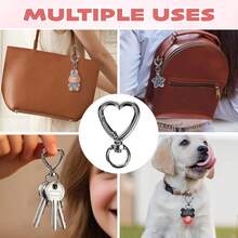 Móc khóa hình trái tim có khóa xoay, móc khóa carabiner hình trái tim màu bạc dễ thương bằng hợp kim kẽm, kẹp ba lô, dùng để tự làm túi xách, móc treo, dây đeo điện thoại, móc ví và vòng chìa khóa thời trang. - Quyên góp vì tình yêu thương - Xem 7