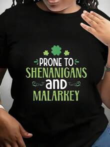 PRONE TO SHEANAGANS Women's Printed T-Shirt - Casual Short Sleeve Crew Neck T-Shirt In Black. With A Relaxed Fit For All Seasons, The Perfect Choice For Everyday Wear Or Your Holiday Outfits (Machine Washable). - 黑色 - 查看 6