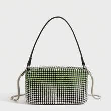 King Bag Rhinestone Bag Female Handmade Diamond-Studded Full Diamond Ladies Handbag Chain Small Square Bag Messenger Bag - Gradient Green - View 1