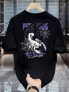 New Summer Casual Short-Sleeved Round Neck Sports T-Shirt, American Streetwear Style, Haute Couture Design, Unique Print And A Modern And Original Style, Perfect For Couples And Versatile For Casual Fashion. - 黑色 - 查看 1