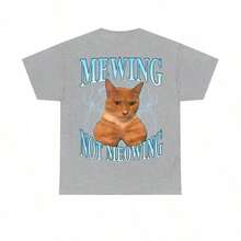 Camiseta de Verano 2026 con Divertido Meme de Gato - Mewing LooksMax, Camiseta con Gráfico de Gato Maullando, Prenda de Algodón Unisex para Hombres y Mujeres, Camiseta Retro Urbana para Uso Diario - Blanco - Ver 5