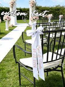 1/2/10pcs Ruban de siège de mariage personnalisé avec nom, décoration de chaise réservée personnalisée pour la réception, étiquettes de cartes de place souvenir pour la fête prénuptiale, cadeau de mariage rustique - Multicolore - Voir 7