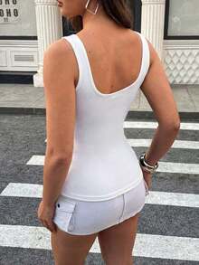 Blusa casual y versátil para uso diario con decoración de remaches para mujer de talla grande - Blanco - Ver 2