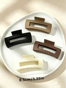 4 Peças Presilhas de Cabelo Quadradas Pequenas e Fofas de Cores Minimalistas Preto e Café, Tamanho 8,5 cm/3,35 pol., Adequadas para Penteado de Rabo de Cavalo Parcial, Adequadas para Uso Diário, Uso Estudantil, Acessórios de Cabelo Femininos, Presentes Femininos, Presilhas de Cabelo de Praia para Férias - Multicolorido - Visão 6