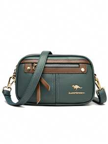 Fashion Retro Women's Shoulder Bag Girls High Quality Soft Leather Crossbody Bags Solid Color Simple Female Messenger Bag - Green - View 3