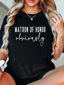 100% Cotton T-Shirt For Matron Of Honor, Obviously Bachelorette Party, Bride Proposal, Cute - Hitam - View 1