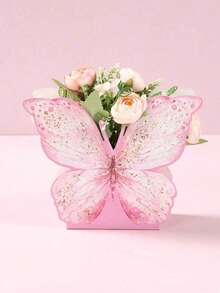 6pcs Watercolor Pink Butterfly Decorative Gift Boxes, Floral Paper Boxes, Suitable For Birthday, Holiday, Wedding, Party, Room, Tabletop Decoration, Baby Shower Party Gift Packaging, Floral Paper Boxes, Includes Double-Sided Adhesive - View 8