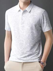 Pro Man Wardrobe 花瓣印花男士短袖 Polo 衫，休闲户外服饰 - 白色 - 查看 6