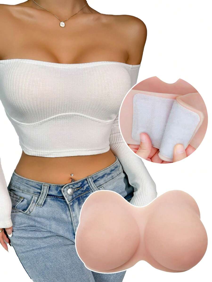 Silicone Breast Forms Bandeau Style Hook And Loop Fastener Silicone Fake Breasts Silicone Breastplate Artificial Breasts Soft Touch Very Realistic - Beige - View 1