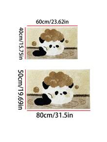 1 Piece Cute Panda Bath Pattern Bathroom Floor Mat, Imitation Cashmere Fluffy Door Mat, Comfortable Non Slip Entrance Carpet, Suitable For Decoration In Bedrooms, Bathrooms, Kitchens, And Entrance Passages - A - View 6