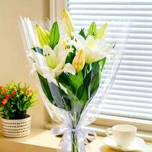 20pcs Transparent OPP Wavy Edge Flower Bouquet Packaging Bags, One-Time Waterproof Fresh Flower Sleeves For Roses, Sunflowers, Tulips, Lilies, Carnations, Universal Flower Bouquet Packaging Materials, High Transparency Anti-Dust Anti-Pollution Flower Bags, Suitable For Holidays, Valentine's Day, Mother's Day, Teacher's Day, Thanksgiving, Christmas - 3.94 Inches * 19.69 Inches (H) * 13.78 Inches - View 7