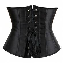 1pc Women's Satin Waist Cincher, Bust Enhancing Slimming Waist Trainer, Suitable For Daily Wear And Occasions - Black - View 6