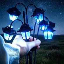 1pc 6-Head Solar Outdoor Garden Lights, Steady And Flashing Dual Mode Landscape Decor Lamp - White Light Inserts Lanterns - View 6