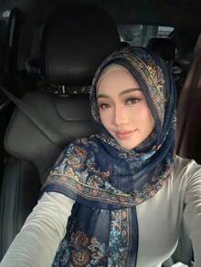 1 chiếc khăn trùm đầu chiffon in họa tiết Paisley, khăn trùm đầu hoa văn thanh lịch phù hợp để mặc hàng ngày, áo Abaya. - Nhiều màu - Xem 9