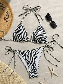 Bộ bikini nữ dây điều chỉnh họa tiết vằn ngựa vằn, đồ bơi mùa hè - Nhiều màu - Xem 1