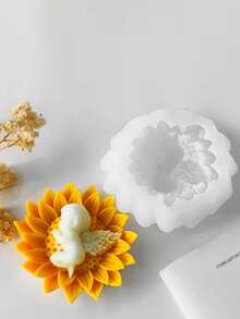 1pc Floral Angel Silicone Mold, DIY Fragrance Sleeping Angel Plaster Resin Candle Silicone Mold - A-White - View 4
