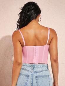 Top de tirantes bustier ribete con encaje - Rosa - Ver 2