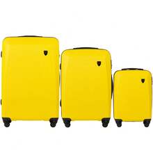 W WINGS 20"、24"、28" ABS+ 硬殼行李箱套裝 | 密碼鎖、伸縮拉桿、360°旋轉輪，適用於度假與商務旅行 - 黃色 - 查看 2