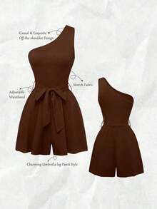 Mono informal sin mangas de unicolor para mujer - Café integral - Ver 4