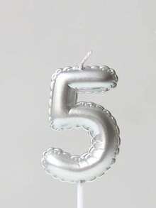 1pc Silver Floral Decorative Balloon Shaped Birthday Candle, Hand-Painted Birthday Number 0-9 Birthday Candle, Happy Birthday Cake Decoration, Birthday Party Decoration, Suitable For Birthday, Anniversary, Gender Reveal Party, Bachelorette Party, Graduation Ceremony - Silver - View 7