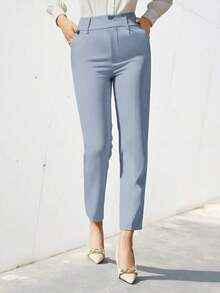 Pantalones de traje sólidos y simples para uso diario de mujer - Celeste - Ver 6