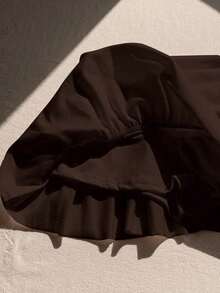 Xghhjm Falda Mini de Terciopelo Negro con Volantes para Mujer, Ideal para Fiestas de Invierno - Café integral - Ver 6