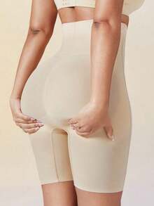 1 Piece Women's High Waist Shaper, Apricot Color, Center Snap Closure, Adjustable, Slimming Waist And Butt Lifting Effect, Flat Tummy Bodysuit, Shorts, Sexy Lingerie, Waist Trainer, High Waist Shapewear Pants - 杏 - 查看 3