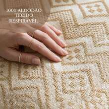 Premium Oasis Double Sofa Throw With Fringe And Super Comfortable Geometric Texture - 2.40x1.80m - Camel - View 1