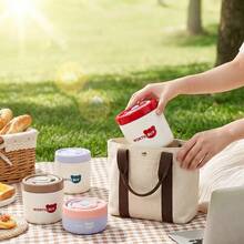 1pc/Set Portable 304 Stainless Steel Lunch Box, Bento Box With Handle, Leak Proof Fruit Salad Food Storage Container, Dishwasher & Microwave Allowable,Suitable For Student And Adult Use In Home, School, Office, Picnic, Travel, Back To School - Multicolor - View 3