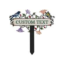 1pc Personalized Metal Garden Sign, Customized Metal Stake Decor, Bird, Butterfly And Flower Pattern, Gift For Gardening Enthusiasts, Garden Decoration (Bird, Butterfly And Flower) - Multicolor - View 11
