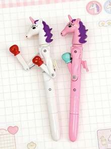 Bộ 2/4/6 bút bi hình đấm bốc Kawaii, bút bi tương tác độc đáo dành cho trẻ em, đồ dùng văn phòng phẩm không thể thiếu cho mùa tựu trường, màu đen và đỏ. - Chuồng đấm bốc Unicorn - Xem 1