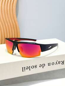 1 pièce Lunettes de mode de rue rétro Y2K colorées et contrastées de forme bouclier, stylées et chics, unisexes - Multicolore - Voir 6