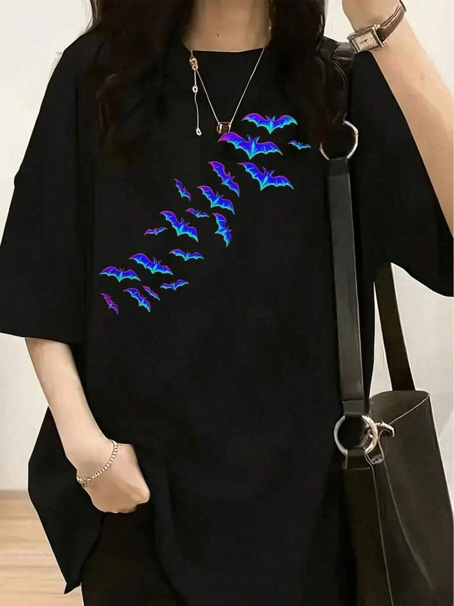 1 Piece Women's Vintage Western Gothic Horror Graphic T-Shirt - Featuring Cowboy Skeleton On Horseback And Skeletal Hands Design Br180g 100% Cotton - 黑色 12 - 查看 1