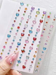 451 miếng dán mặt nạ lấp lánh nhiều màu cầu vồng, 2 tờ miếng dán hình trái tim đính đá acrylic tự dính hình giọt nước dùng trang điểm và hóa trang, đá quý nhiều màu sắc cho mặt nạ, lễ hội và sự kiện. - Nhiều màu - Xem 6