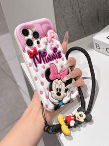 This Disney Mickey Mouse Lanyard Phone Case Is Fully Covered In TPU Material. It's Shockproof, Lightweight, And Compatible With IPhone17/16/11/13/15/15 Plus/15 Pro/15 Pro Max/12/14 Pro Max/11 Pro Max/12 Pro/12 Pro Max/13. This Phone Case Makes A Popular Birthday Gift Or Business Gift; It's Durable, Stain- And Fingerprint Resistant, And Suitable For Both Men And Women. The Set Also Includes A Mickey Mouse Phone Case And A Mickey Mouse Plush Bracelet. It's A Perfect Gift For Friends And Family. This Stylish Phone Case Is Fun, Lightweight, And Durable. IPhone17 Pro Max Phone Case, Minnie Mouse Phone Case. - 白色 - 查看 3