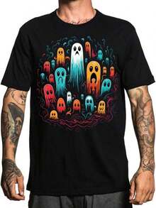 Women's Christmas T-Shirt, Novelty Graphic Cotton T-Shirt, Comfortable, Short Sleeve, Suitable For Adult Women, Sizes S-3XL, 100% Cotton. - 黑色 - 查看 1