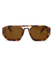 1 Pair Men's Leopard Print Double Bridge Aviator Vintage Street Style Fashion Glasses - Multicolor - View 3