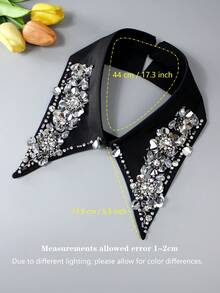 1pc Premium Luxury Detachable Collar, Sparkling Embellished Vintage Classical Design Handmade Collar Accessory, Suitable For Spring, Summer, Autumn And Winter - 1097-b-black - View 6