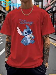 (Disney Licensed)Disney Lilo & Stitch "Ice Cream Lover" Graphic Tee Men's Oversized Crew Neck Short Sleeve T-Shirt, Casual Streetwear With Stitch Eating Ice Cream Print, Cute Summer Vibe Loose Fit Casual Top, Mens Clothes, Men, Ropa De Hombre, Summer Clothes, Men Shirts, Graphic Tees, Disney Outfits Men, Graphic Tees, Camisetas Para Hombre, Camisas Para Hombre, Summer Outfits For Men, Father's Day Gift, Perfect Gift For Family And Friends, Which Are Necessary For Birthday Parties, Disney Shirts, Mens Clothes, Summer Clothes, Officially Licensed Disney T-Shirts, Disney Men's And Women's Spring/Summer Fashion Casual Short-Sleeve T-Shirts - Đỏ - Xem 1
