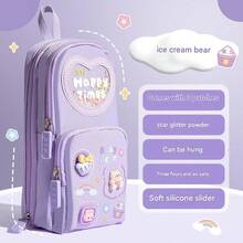 Estuche para lápices de gran capacidad y color rosa kawaii - Organizador de papelería con 3 compartimentos lindos para guardar útiles escolares, de oficina y de viaje | Regalo ideal para niñas y amantes del arte - Multicolor - Ver 8