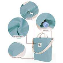 Lily Queen Bolso de mano de lona para mujer, casual, bolso de trabajo, bandolera, Gris topo, M - Azul - Ver 7