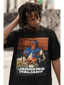 Camiseta gráfica Jada Italian Question Limited, camisa de verano unisex - Negro - Ver 2